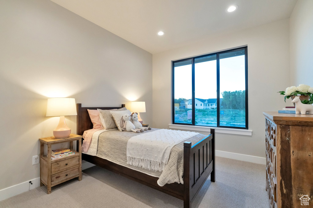 Bedroom featuring carpet