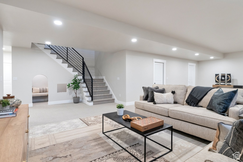 View of carpeted living room