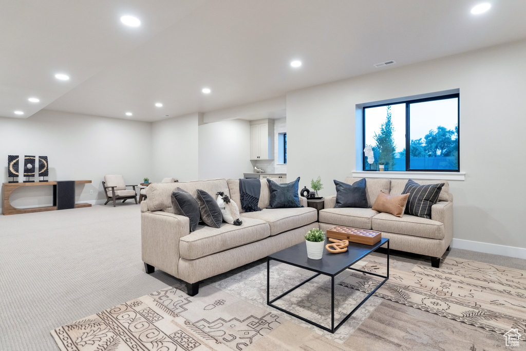 View of carpeted living room