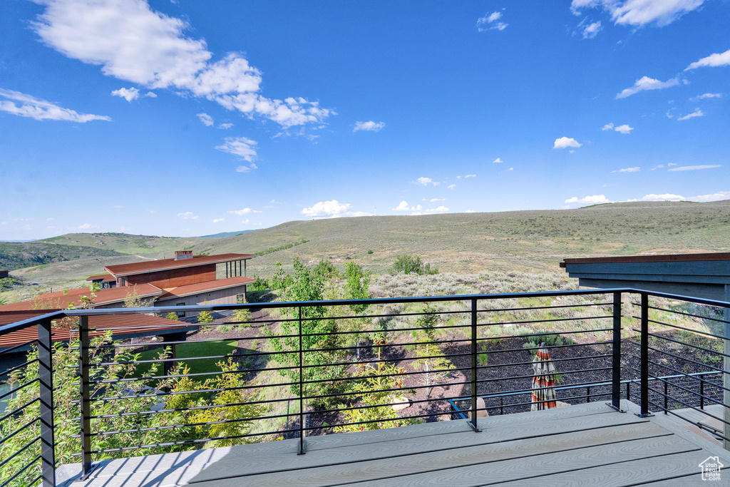 Balcony with a mountain view