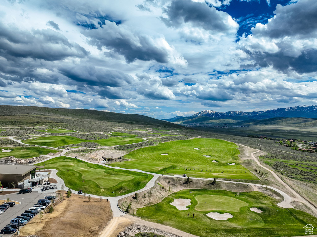 Drone / aerial view featuring a mountain view