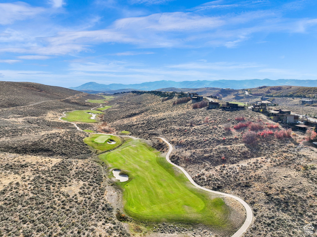 Bird's eye view with a mountain view