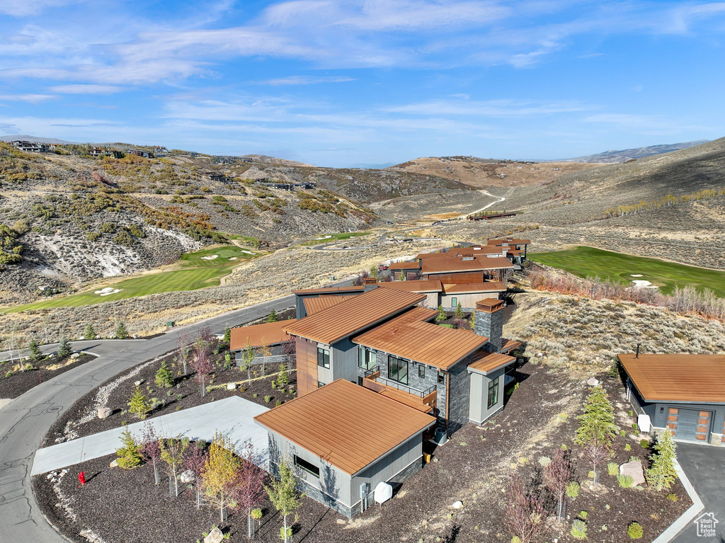 Bird's eye view with a mountain view