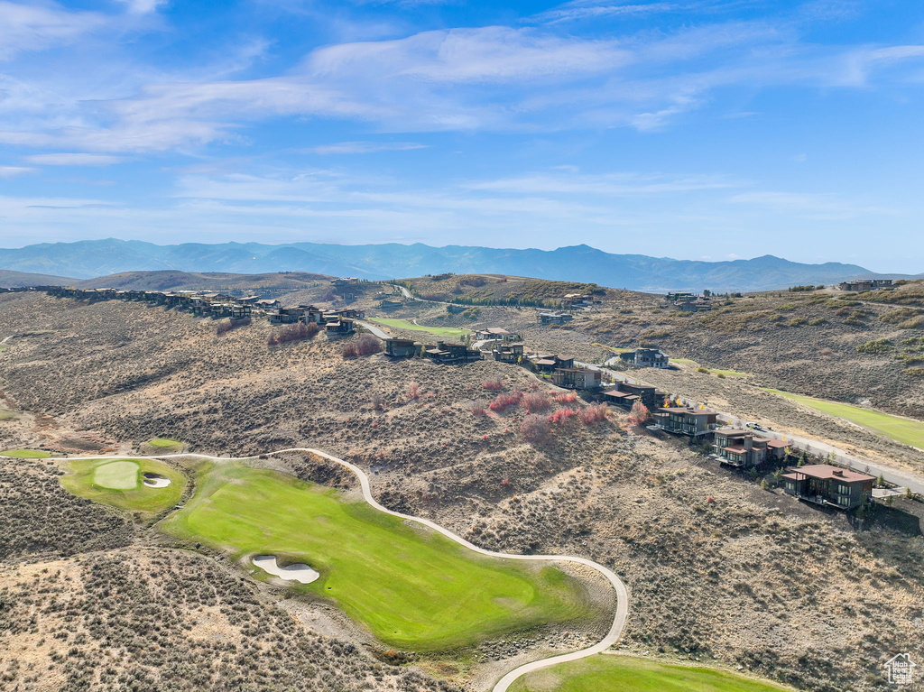 Drone / aerial view featuring a mountain view