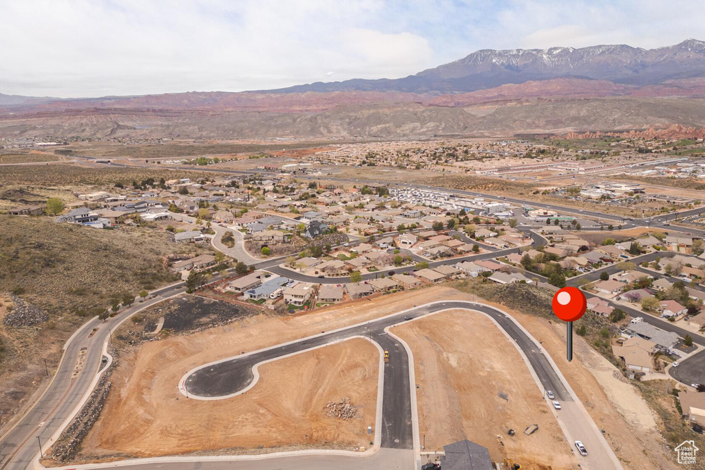 Aerial view featuring a mountain view