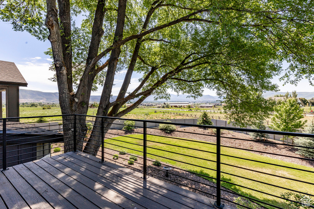 Wooden deck with a lawn