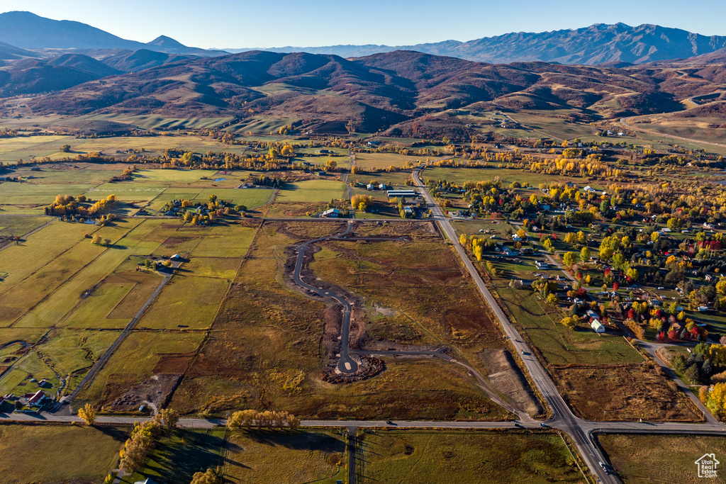 Drone / aerial view with a mountain view