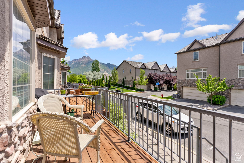 Balcony with a mountain view