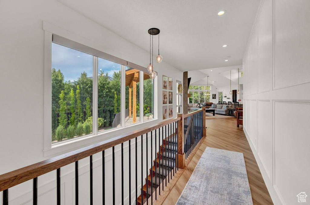 Corridor featuring light hardwood / wood-style flooring