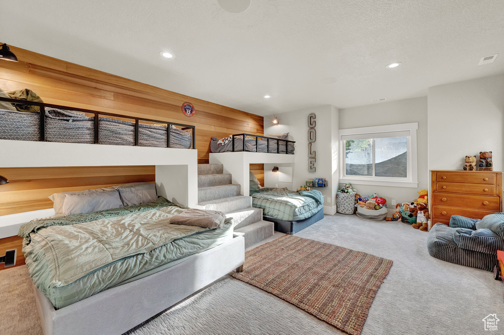 Bedroom with carpet flooring