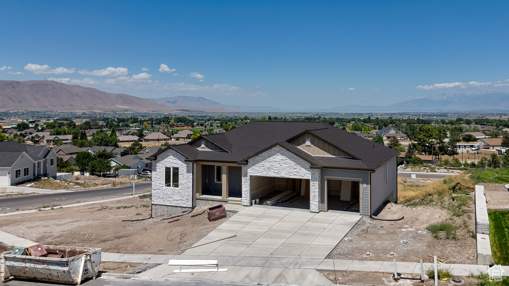 View of front of house featuring a mountain view