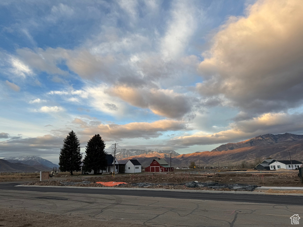 View of street with a mountain view