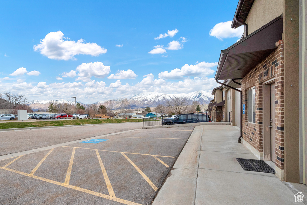 Exterior space with a mountain view