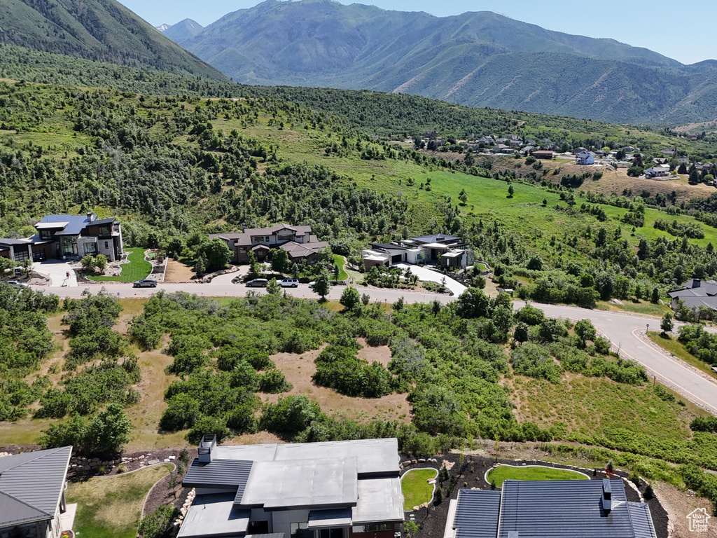 Aerial view featuring a mountain view