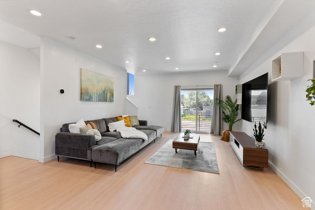 Living room featuring light hardwood / wood-style flooring