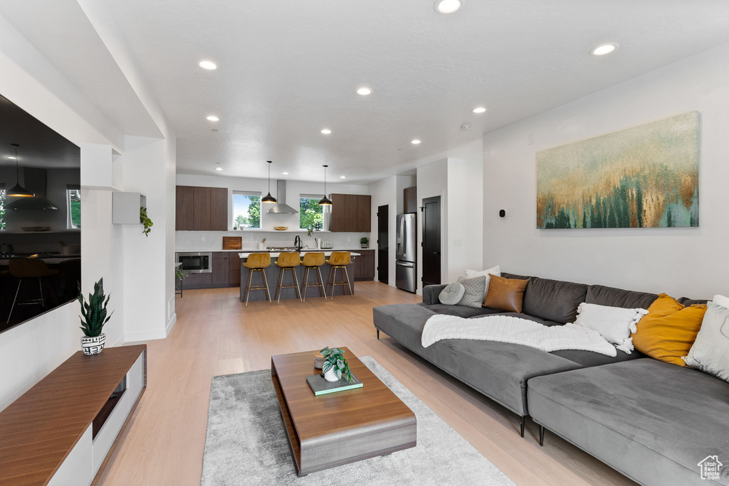 Living room featuring light hardwood / wood-style floors