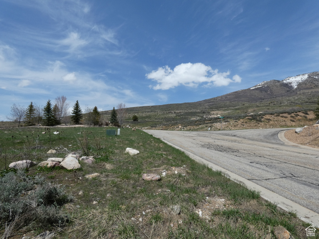 View of street with a mountain view