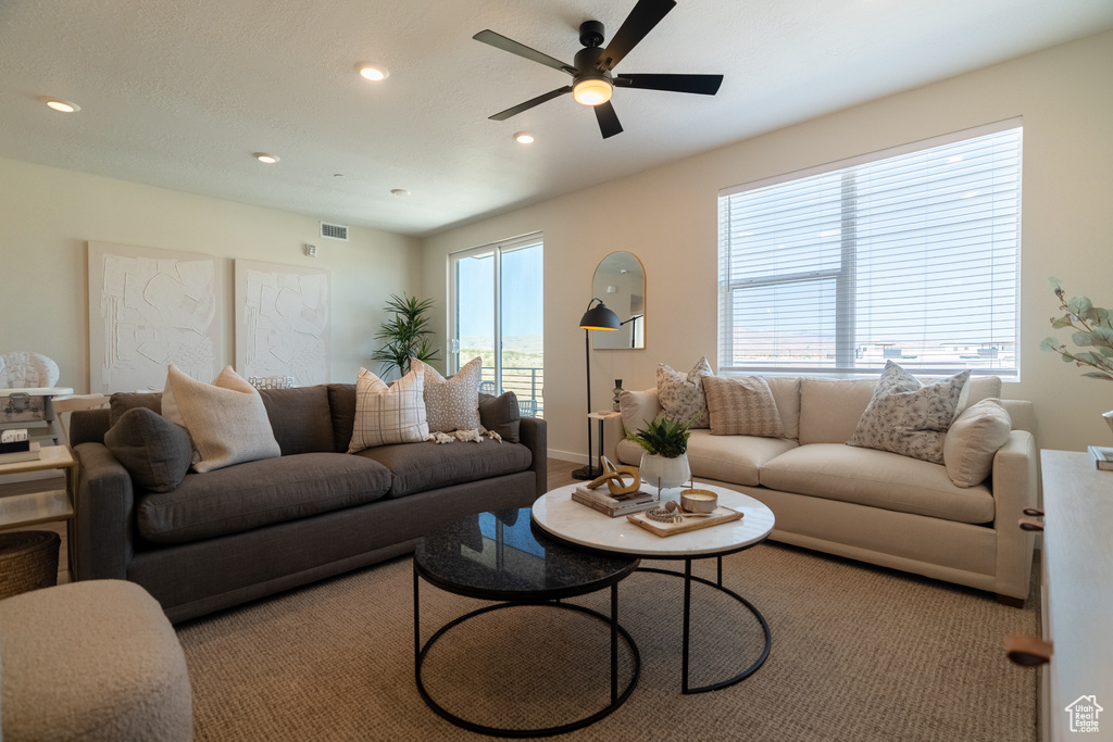 Living room with ceiling fan