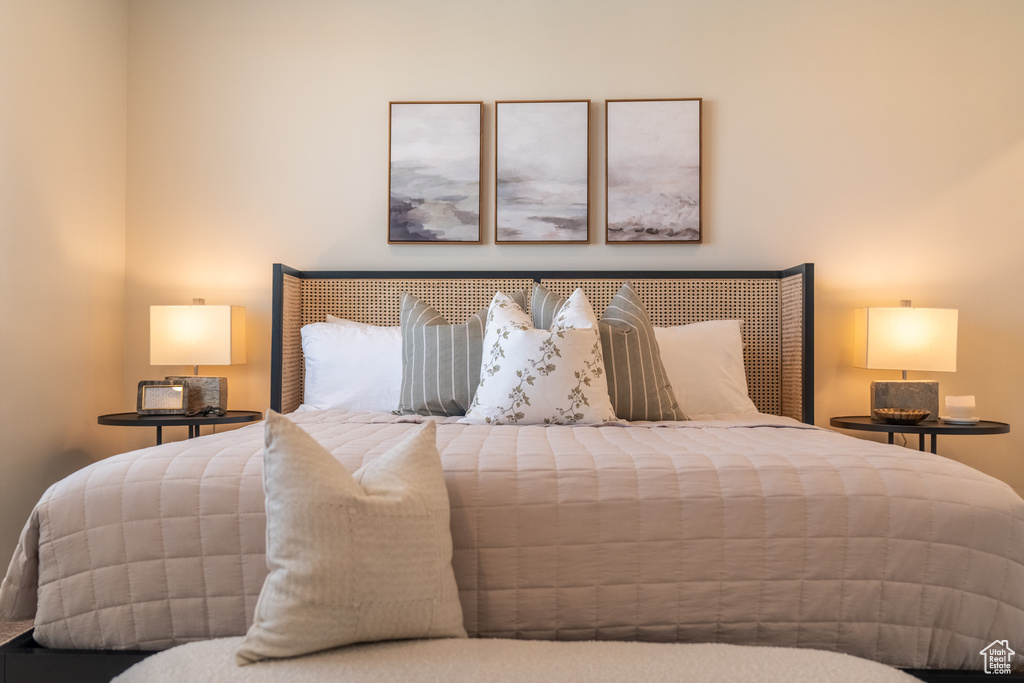 Bedroom with carpet floors