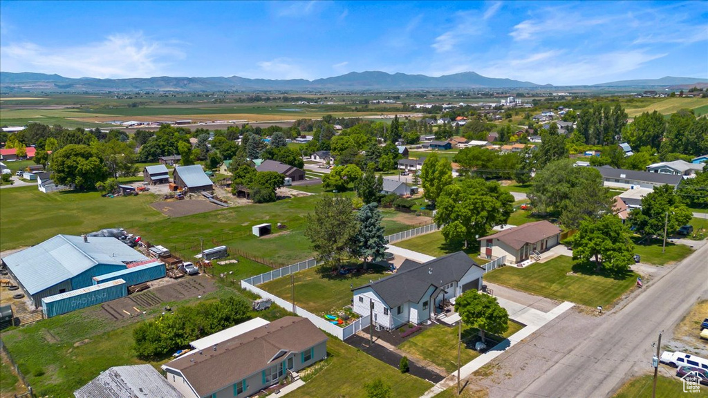 Aerial view featuring a mountain view