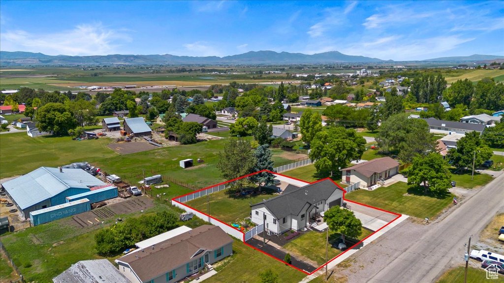 Drone / aerial view with a mountain view