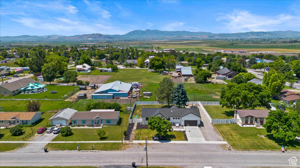 Drone / aerial view with a mountain view