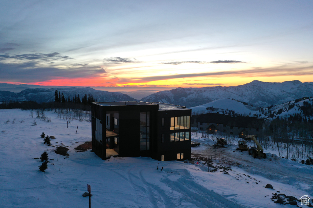 Exterior space with a mountain view