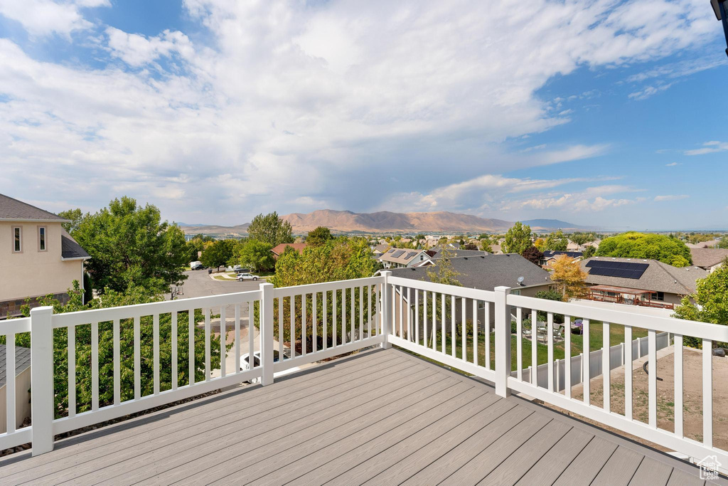 Deck featuring a mountain view