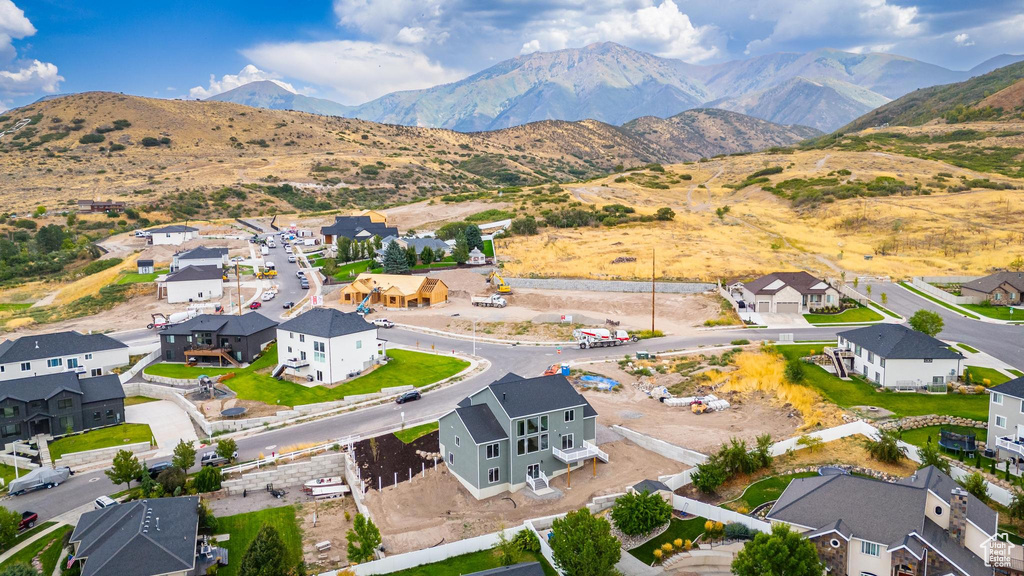 Drone / aerial view with a mountain view