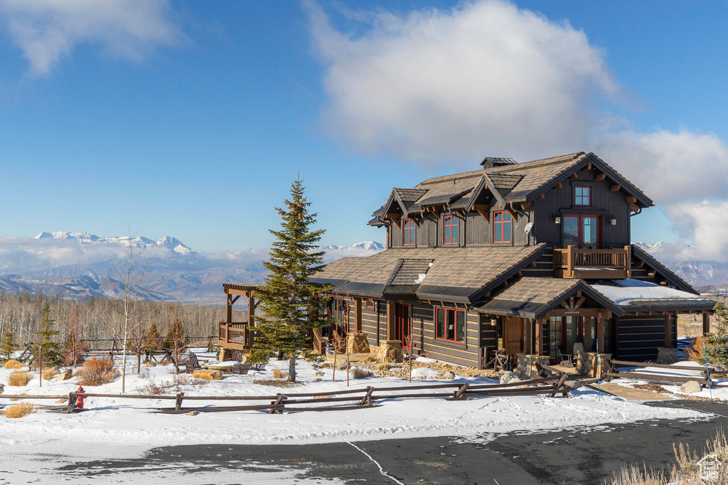 View of front of house featuring a mountain view