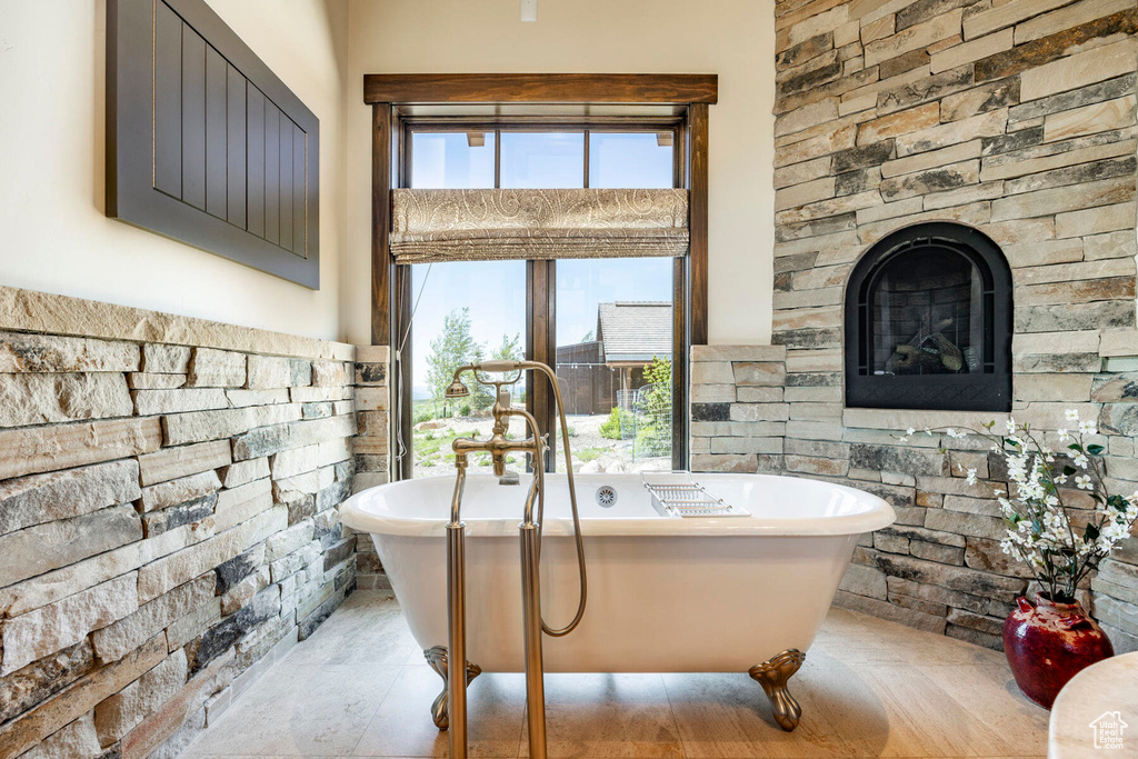 Bathroom with a soaking tub