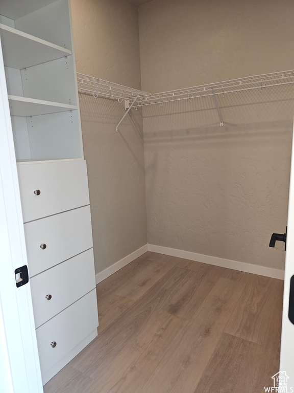 Spacious closet with light wood-type flooring