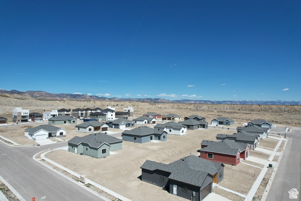 Aerial view featuring a mountain view