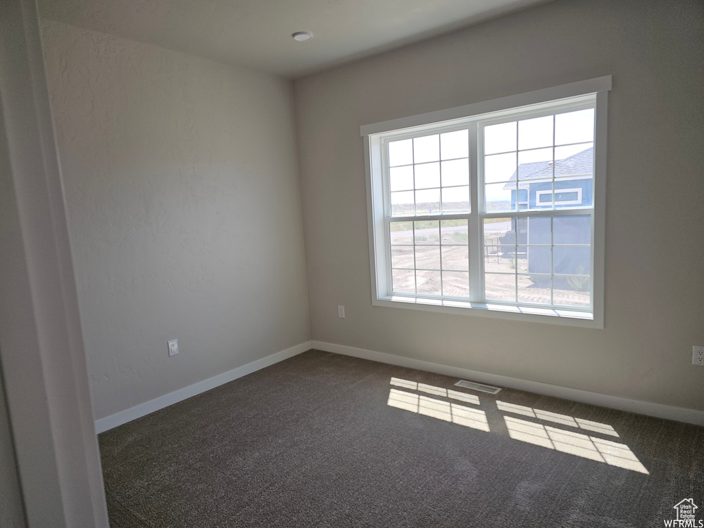 Empty room with dark carpet