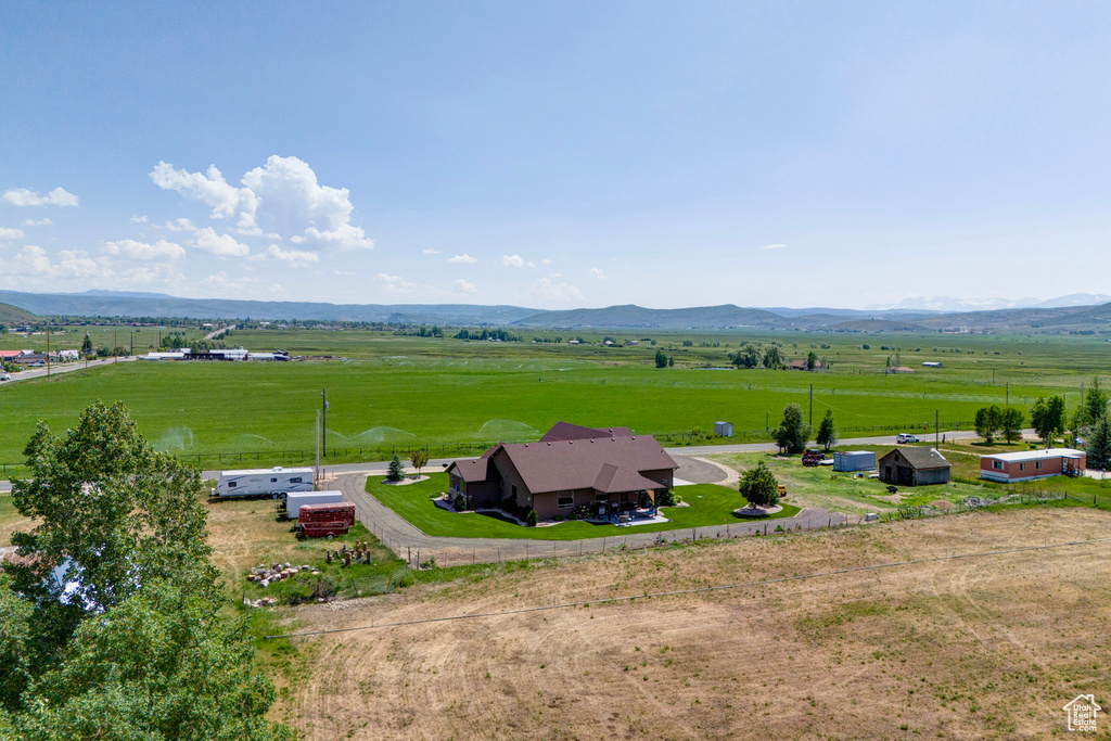 Bird\'s eye view with a rural view and a mountain view