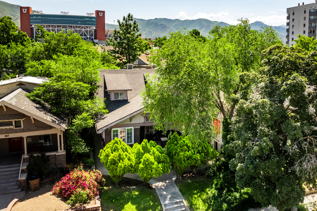 Bird's eye view featuring a mountain view