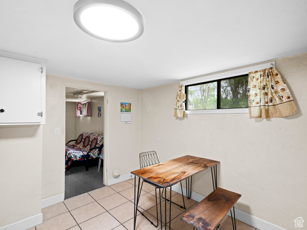 View of tiled dining area