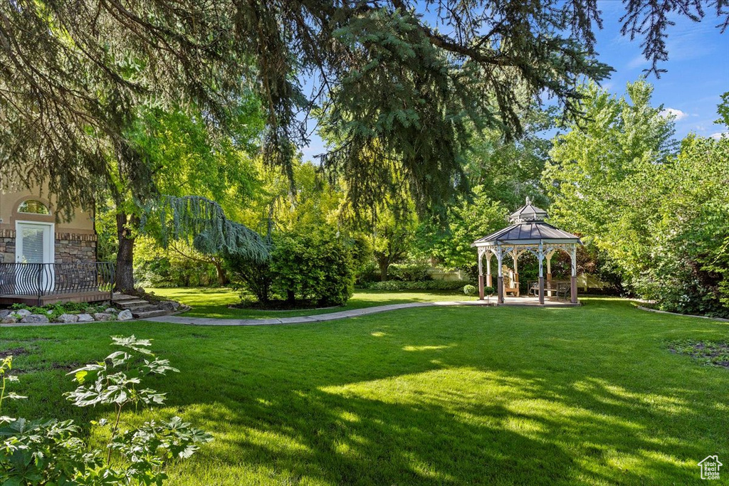 View of yard featuring a gazebo