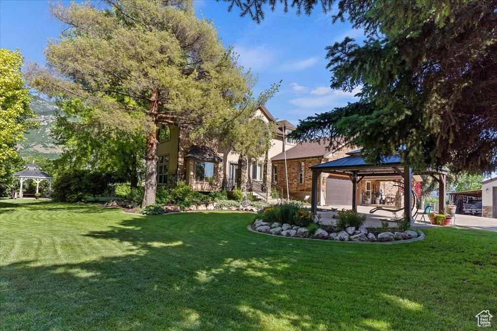 View of yard featuring a gazebo