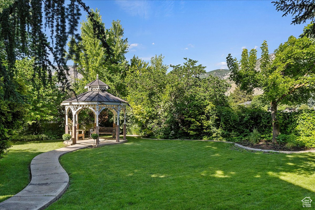 View of yard featuring a gazebo