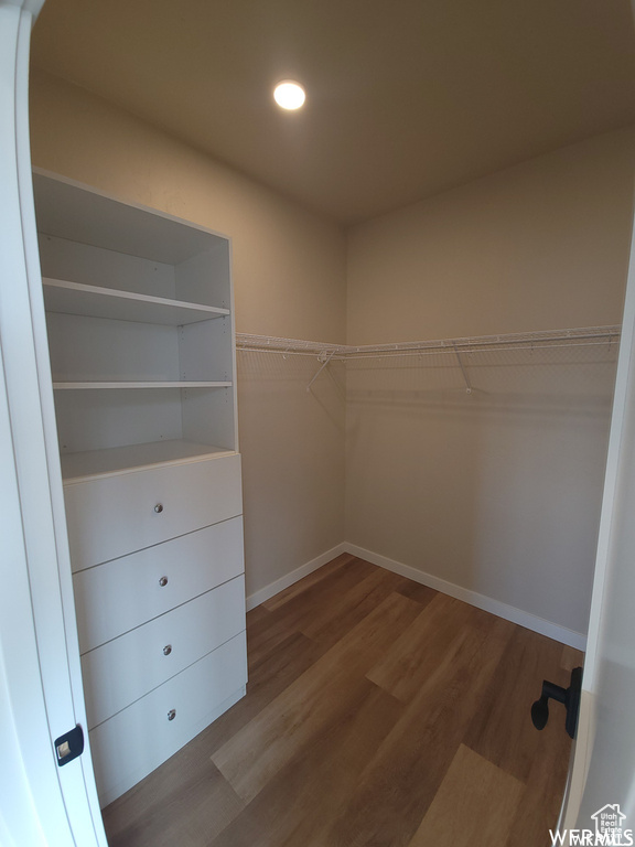 Walk in closet featuring hardwood / wood-style flooring