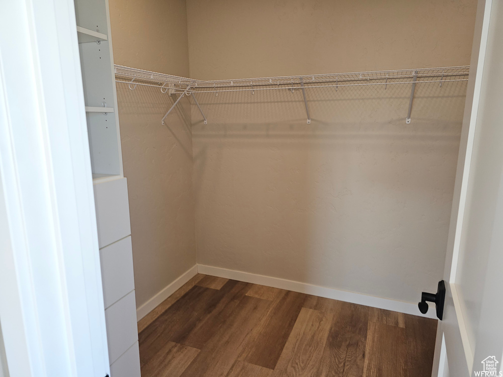 Walk in closet featuring wood-type flooring