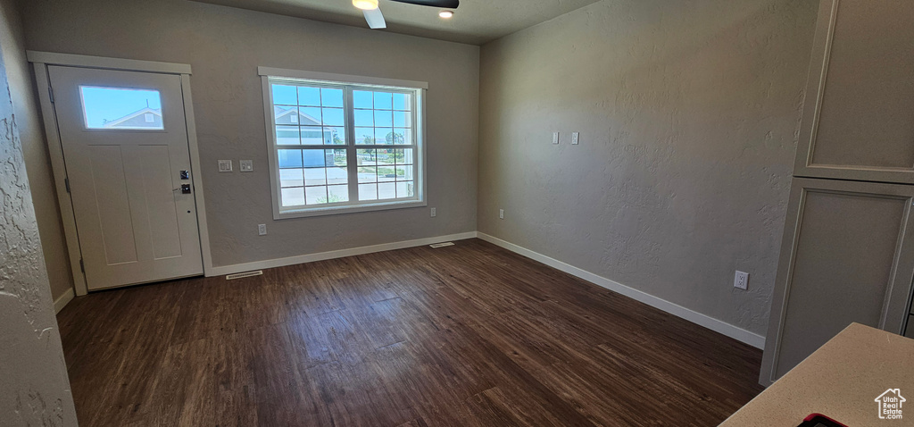 Entrance foyer featuring dark hardwood / wood-style floors