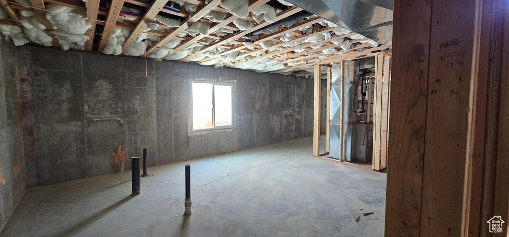 Basement with heating unit