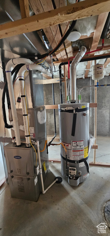 Utility room with secured water heater