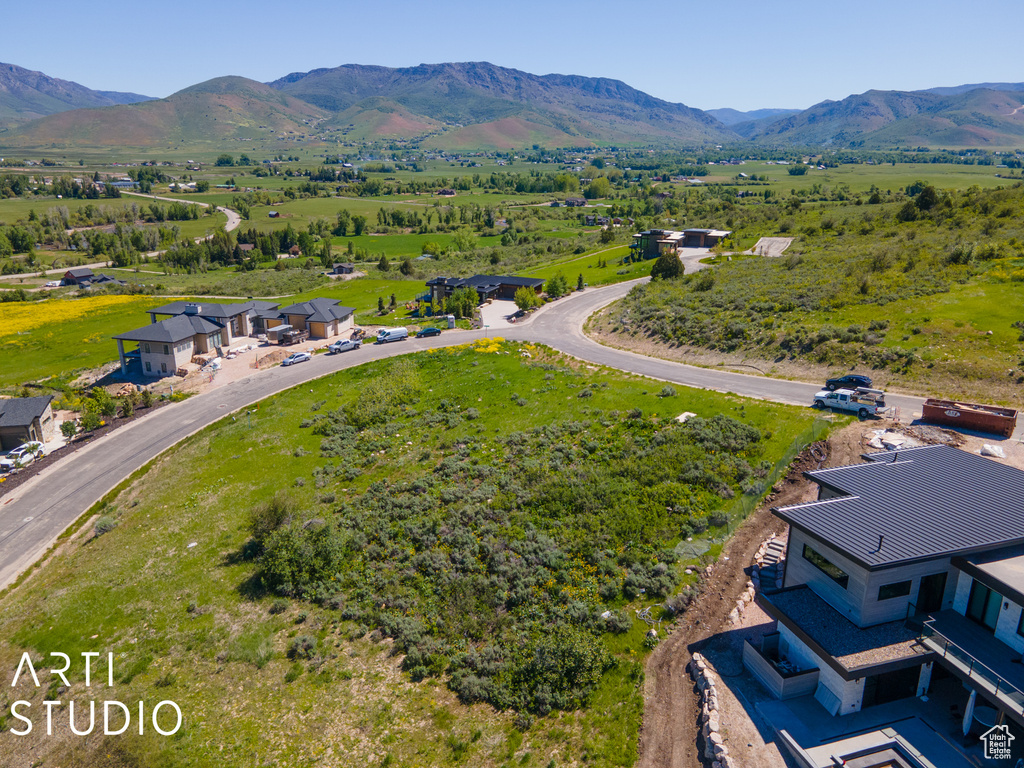 Drone / aerial view with a mountain view