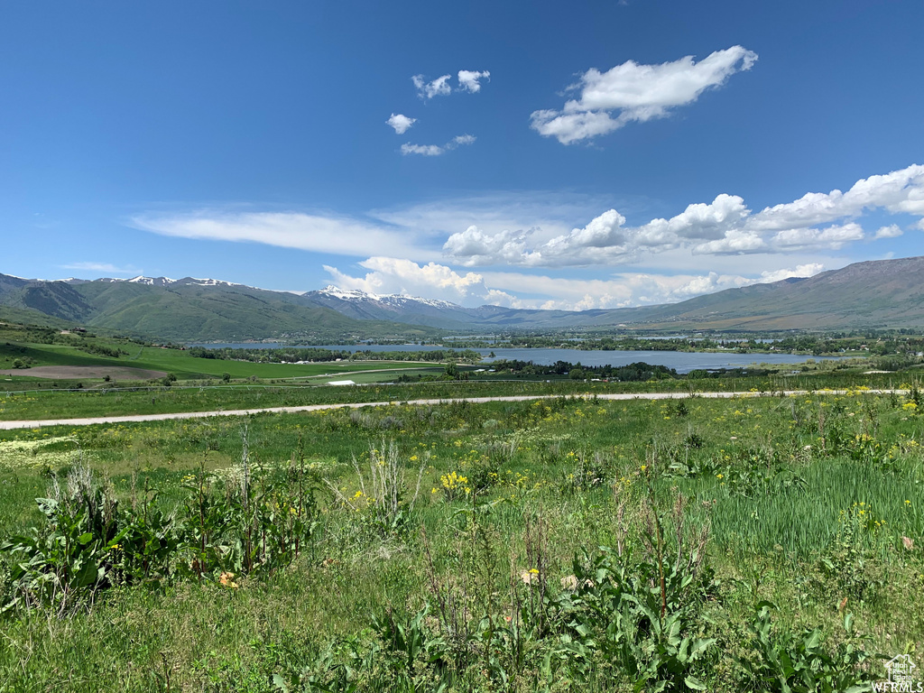 View of mountain feature featuring a water view