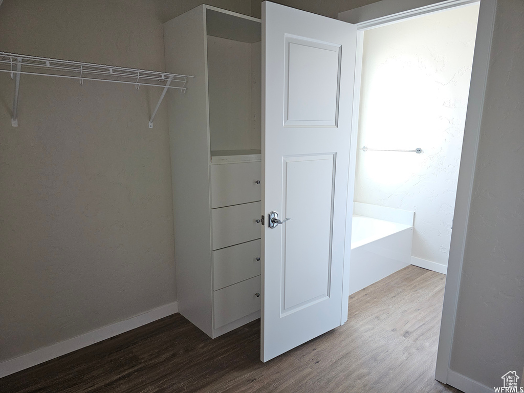 Spacious closet with wood-type flooring