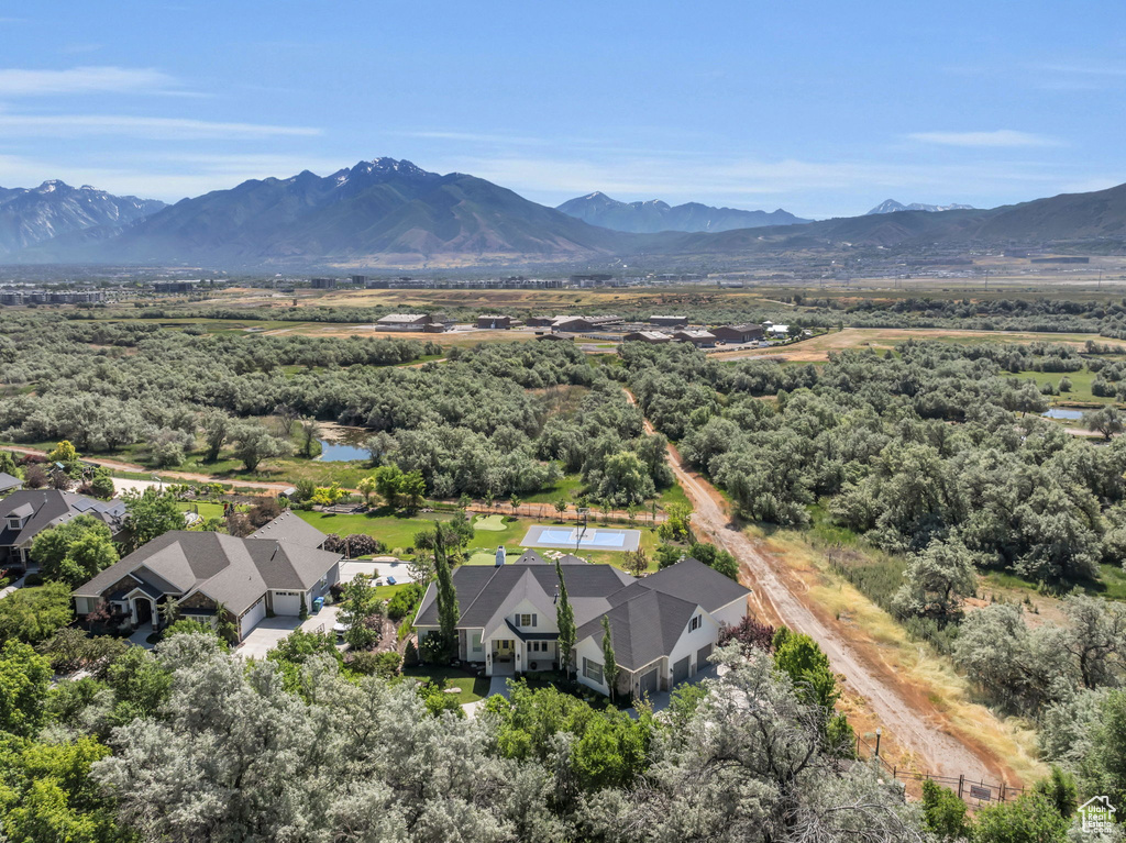 Drone / aerial view with a mountain view