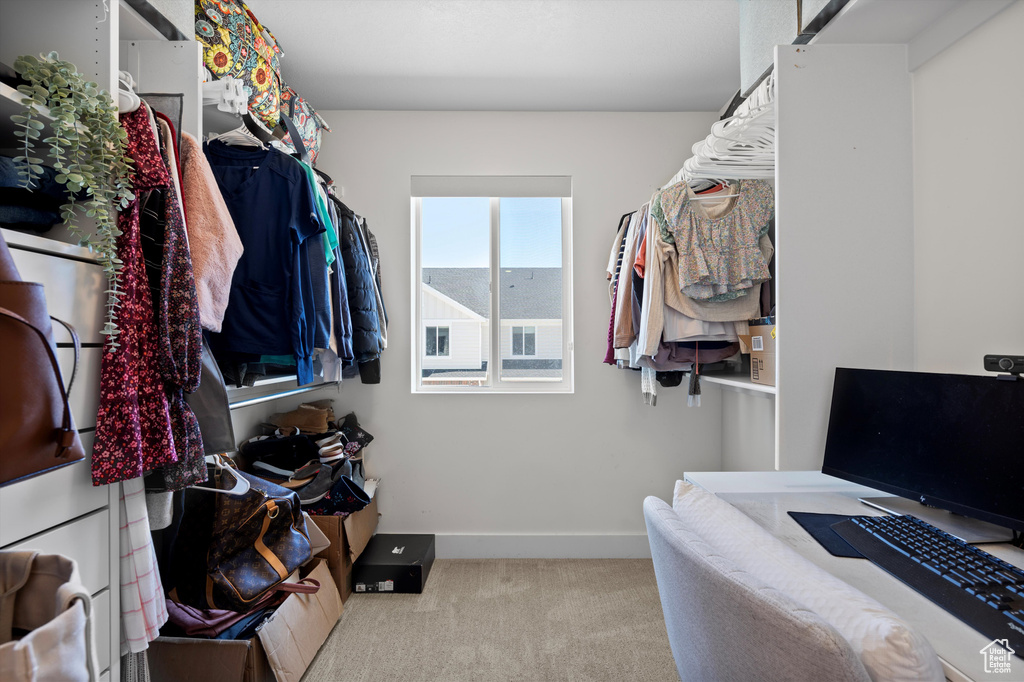 Spacious closet featuring carpet floors